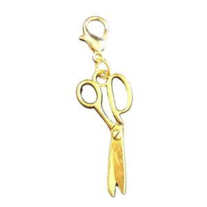 Charm Scissors Shears Fashion Jewelry Gold Tone Lobster Clasp Fun Cute Summer Sh